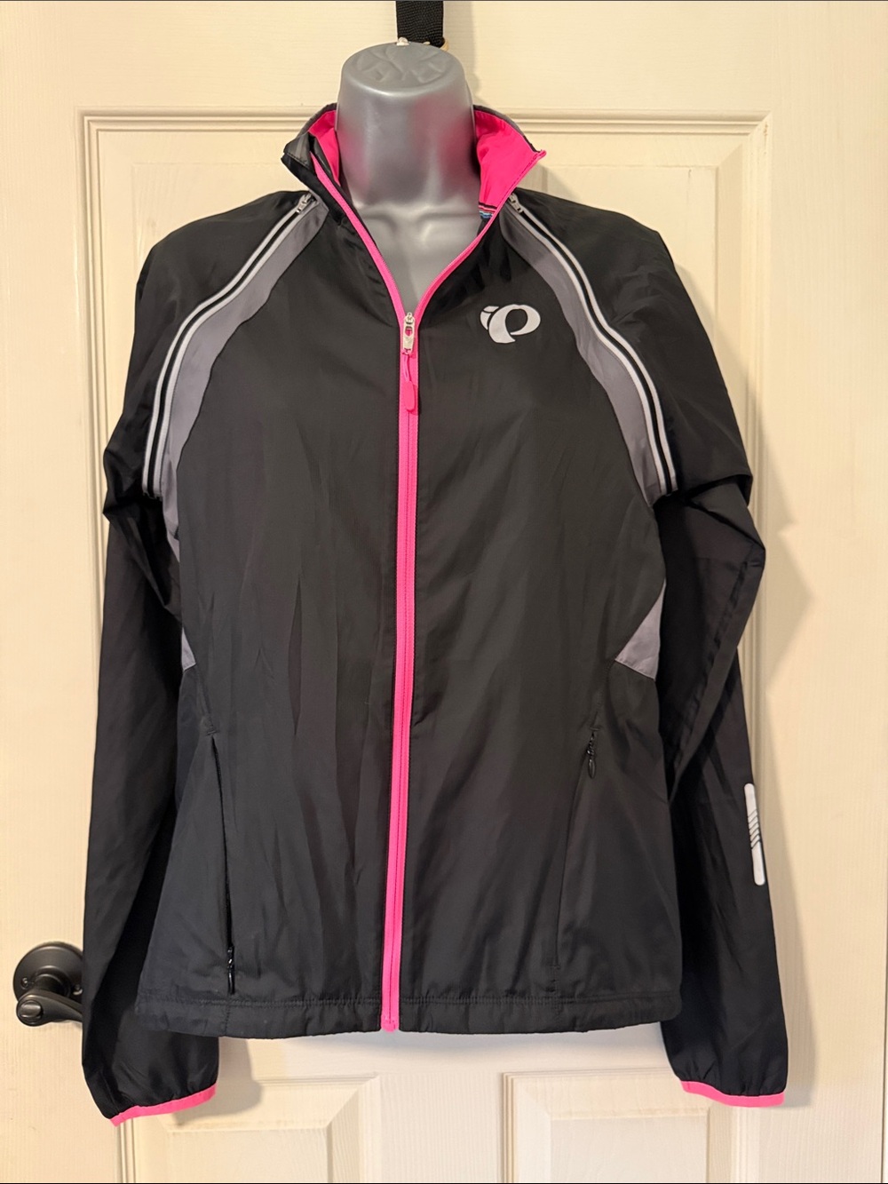 Pearl Izumi Black Jacket with Pink Trim Lightweight Cycling Shell